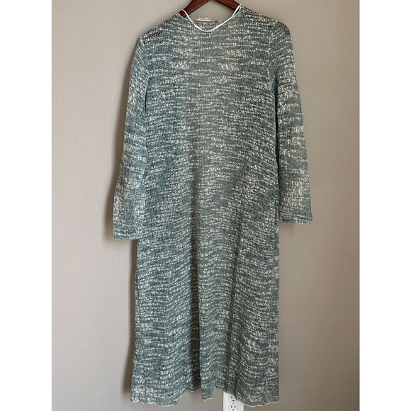 Soft Surroundings Open Front Cardigan Longline Open Knit Lightweight Metallic - Picture 6 of 11